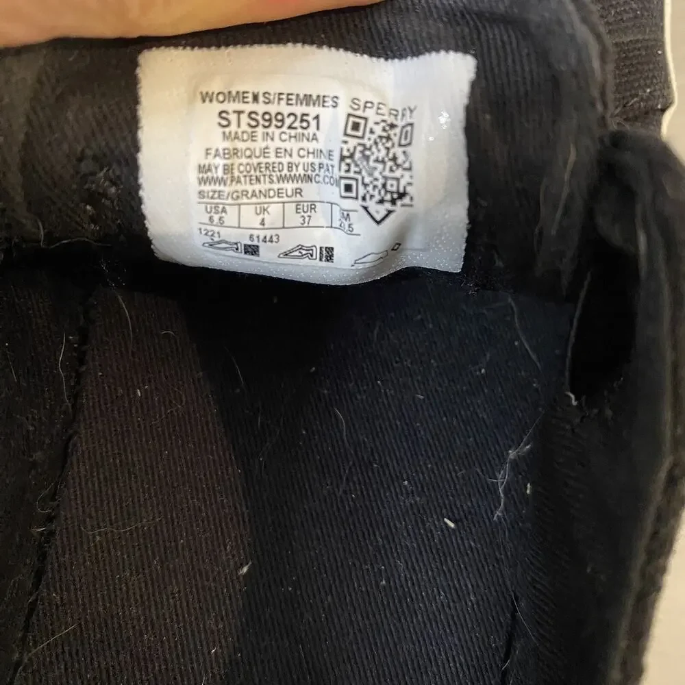 SPERRY TOPSIDERS CANVAS SNEAKERS SIZE 6.5 STS99251 BLACK